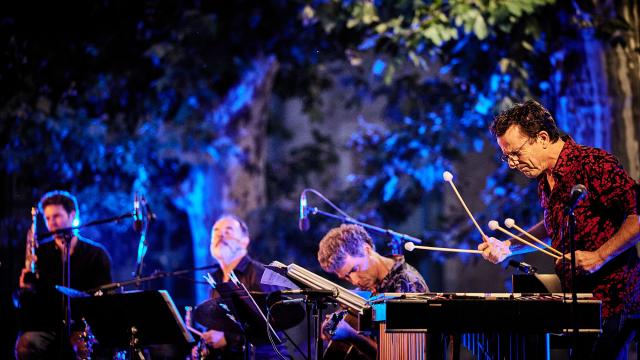 ET LA TERRE SE TRANSMET COMME LA LANGUE
avec Franck Tortiller (composition, vibraphone), Elias Sanbar (recitant), Dominique Devals (soprano) et les musiciens Maxime Berton (saxophone, flûte), Joel Chausse (trompette, bugle), Misja Fitzgerald-Michel (guitare), Patrice Heral (percussions), Yves Torchinsky (contrebasse) poeme Mahmoud Darwich traduction Elias Sanbar musique Franck Tortiller