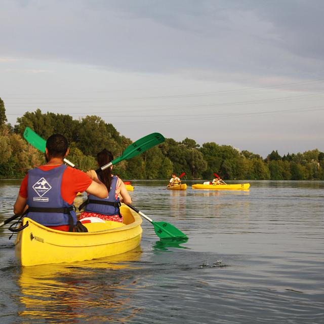 Balade en canoë sur le Rhône. Crédit : Philippe Bonfiglio / Avignon Tourisme