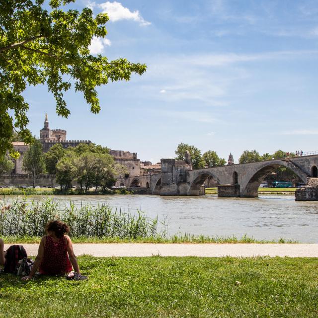 Vista del Pont Saint-Bénezet (o Pont d'Avignon) e del Palais des Papes dall'Ile de la Barthelasse - Foto: Frédéric Dahm / Empreintes d'Ailleurs