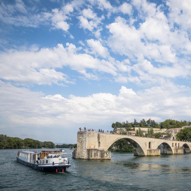 Péniche devant le Pont d'Avignon