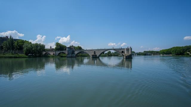 Pont Saint-Bénézet depuis un bateau de croisière