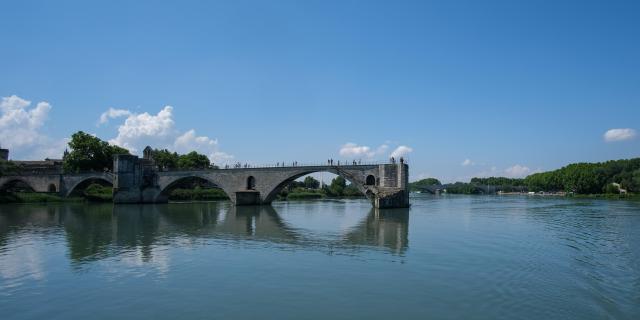 Pont Saint-Bénézet depuis un bateau de croisière