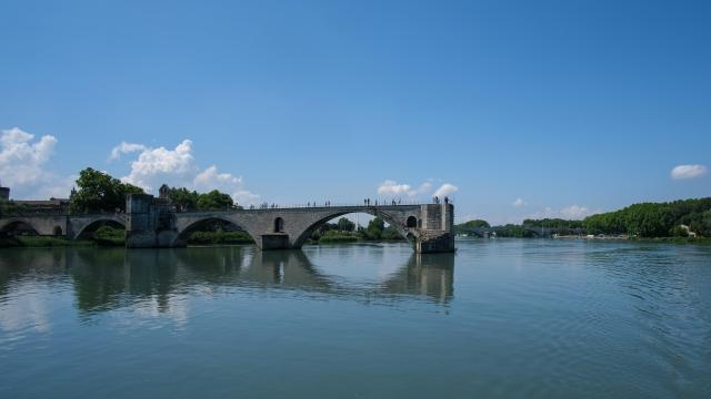 Pont Saint-Bénézet depuis un bateau de croisière