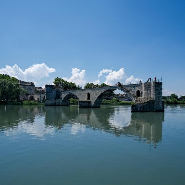 Pont Saint-Bénézet depuis un bateau de croisière