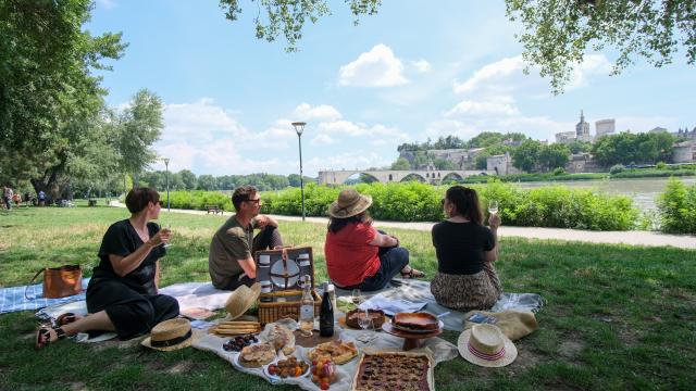 Pause pique-nique sur la Barthelasse