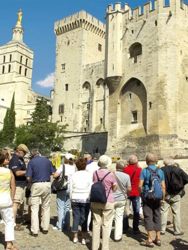 Tourists in front of the Popes' Palace